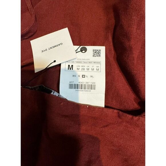 Zara Women Frayed Linen Halter Top shirt M Medium Red 4043/265 NWT - Picture 5 of 8